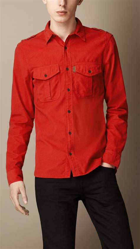 burberry military red shirt|thomas burberry shirts.